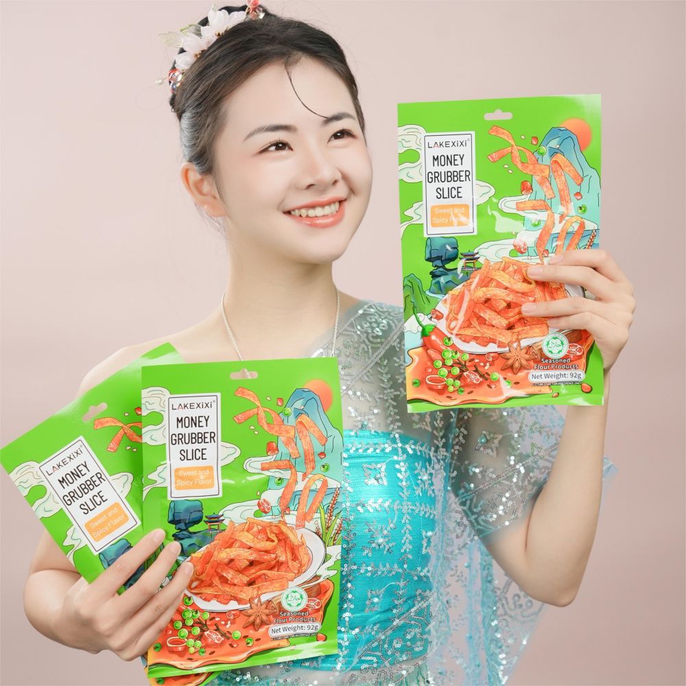 	Customizable OEM packaging for 92g Traditional Money Grubber Slice - bilingual label, logo printing, vacuum packaging