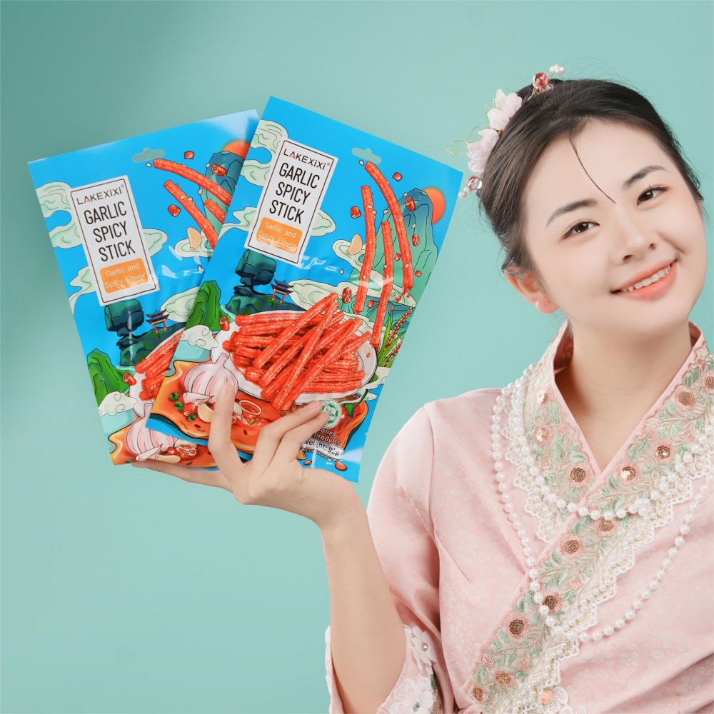 Customizable OEM packaging for 92g Traditional Garlic Spicy Stick - bilingual label, logo printing, vacuum packaging