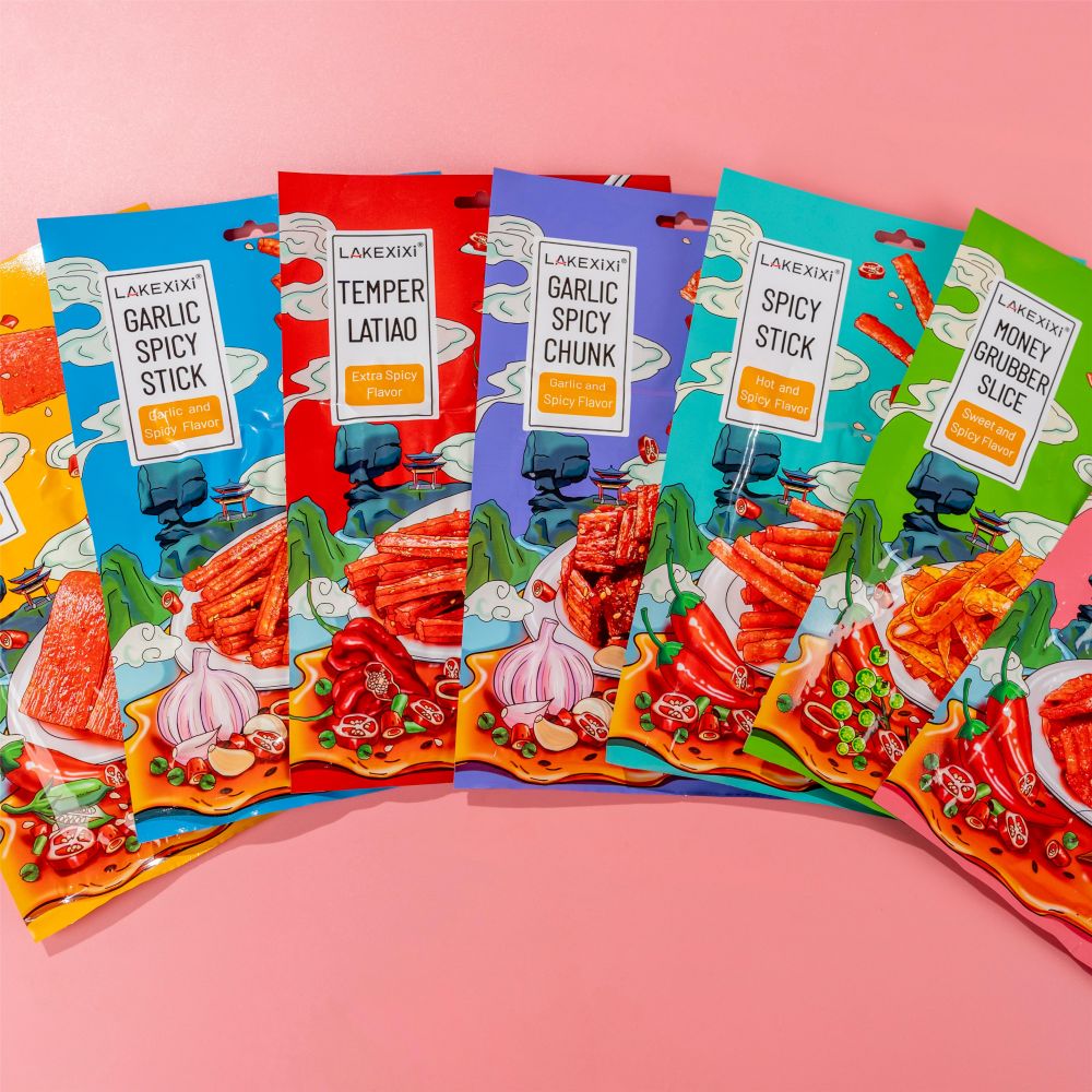 	Customizable OEM packaging for 92g Traditional Garlic Spicy Stick - bilingual label, logo printing, vacuum packaging
